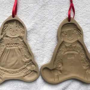 Raggedy Ann and Andy Brown Bag Cookie Art Molds 1985 1986 Hill Designs